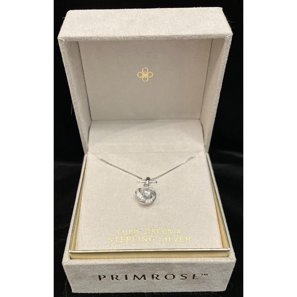Primrose 18kt Gold Over Sterling Silver Necklace CZ Love Knot Swirl New In Box